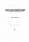 Research paper thumbnail of Management College of Southern Africa An Investigation into Employee Perceptions of Performance Management Development System: A Case Study on the Department of Public Works, Roads and Infrastructure in Limpopo Province, South Africa