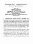 Research paper thumbnail of Assignment 2 (Part 1, 2): Literature Review & Research Approach Outline