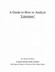 Research paper thumbnail of A Guide to How to Analyze 'Literature' With Special Thanks to Professor Erick Oduor Opiyo