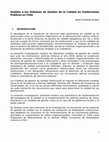 Research paper thumbnail of Análisis a los Sistemas de Gestión de la Calidad en Instituciones Públicas en Chile