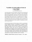 Research paper thumbnail of Variables of switch address forms in Urdu