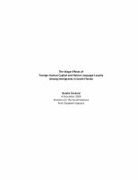 Research paper thumbnail of The Wage Effects of Foreign Human Capital and Native Language Loyalty Among Immigrants in South Florida