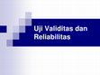 Research paper thumbnail of Uji Validitas dan Reliabilitas