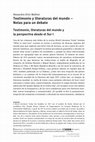 Research paper thumbnail of Testimonio y literaturas del mundo - Notas para un debate