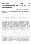 Research paper thumbnail of Dossier núm. 109: La Reforma Universitaria de 1918 en su Centenario