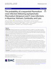 Research paper thumbnail of The probability of a sequential Plasmodium vivax infection following asymptomatic Plasmodium falciparum and P. vivax infections in Myanmar, Vietnam, Cambodia, and Laos