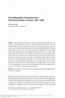 Research paper thumbnail of The Artifactuality of Narrative Form: First-Person Novels in France, 1601-1830