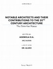 Research paper thumbnail of NOTABLE ARCHITECTS AND THEIR CONTRIBUTIONS TO THE 20TH CENTURY ARCHITECTURE & The Dom-Ino House