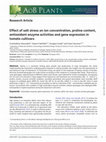 Research paper thumbnail of Effect of salt stress on ion concentration, proline content, antioxidant enzyme activities and gene expression in tomato cultivars