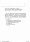 Research paper thumbnail of Políticas públicas do Estado na gestão da inovação: o papel dos Núcleos de Inovação Tecnológica