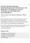 Research paper thumbnail of Analyse der literarischen Sprachreflexion der Moderne aus der Sicht ihrer Verhältnisse mit der Tradition des theologischen Sprachdenkens, Gastvortrag im Rahmen des Oberseminars von Prof. Dr. Friedrich Vollhardt, LMU München, 3. Dezember 2019