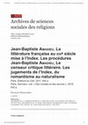 Research paper thumbnail of François Trémolières, Archives de sciences sociales des religions [En ligne], 188 |  URL : http://journals.openedition.org/assr/48379