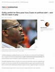 Research paper thumbnail of Guilty verdict for Soro puts Ivory Coast on political alert and the ICC back in play