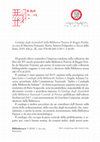 Research paper thumbnail of Recensione del Catalogo degli incunaboli della Biblioteca Panizzi di Reggio Emilia, [a cura di Maurizio Festanti], Roma, Istituto Poligrafico e Zecca dello Stato, 2019