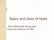 Research paper thumbnail of Types and Uses of tests