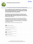 Research paper thumbnail of Environmental Education Research From childhood nature experiences to adult pro- environmental behaviors: An explanatory model of sustainable food consumption