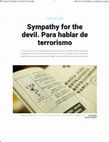 Research paper thumbnail of Sympathy for the devil. Para hablar de terrorismo