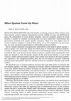 Research paper thumbnail of When Quota's Come Up Short