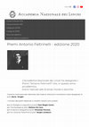 Research paper thumbnail of Usula Premio Antonio Feltrinelli - edizione 2020 Accademia Nazionale dei Lincei