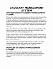 Research paper thumbnail of GROSSARY MANAGEMENT SYSTEM INTRODUCTION OF GROCERY MANAGEMENT SYSTEM