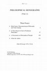 Research paper thumbnail of PHILOSOPHICAL MONOGRAPHS VOL. 1