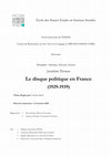 Research paper thumbnail of Thèse de doctorat en sciences sociales de l'EHESS, Formation doctorale "Musique, Histoire, Société", "Le disque politique en France (1929-1939)"