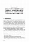 Research paper thumbnail of Zasady etyczne dotyczące ochrony niematerialnego dziedzictwa kulturowego - nadzieje i rzeczywistość