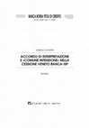 Research paper thumbnail of Accordo di interpretazione e comune intenzione nella cessione Veneto Banca-ISP