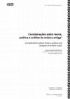 Research paper thumbnail of Considerações sobre teoria, poética e análise da música antiga