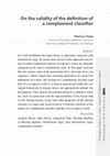 Research paper thumbnail of On the validity of the definition of a complement-classifier