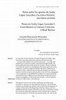 Research paper thumbnail of Notas sobre los aportes de Aralia López González a la crítica literaria: una breve revisión