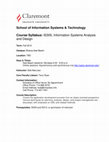 Research paper thumbnail of School of Information Systems & Technology Course Syllabus: IS305, Information Systems Analysis and Design