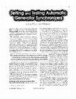 Research paper thumbnail of Setting and testing automatic generator synchronizers