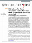 Research paper thumbnail of High lactose whey cheese consumption and risk of colorectal cancer - The Norwegian Women and Cancer Study