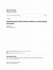 Research paper thumbnail of Developing generic skills for tertiary students in an online learning environment