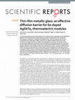 Research paper thumbnail of Thin-film metallic glass: an effective diffusion barrier for Se-doped AgSbTe2 thermoelectric modules