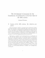 Research paper thumbnail of The development of programs
   for the foundations of mathematics in the first third of the 20th
   century