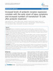 Research paper thumbnail of Increased levels of prolactin receptor expression correlate with the early onset of lupus symptoms and increased numbers of transitional-1 B cells after prolactin treatment