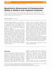 Research paper thumbnail of Quantitative Measurement of Communication Ability in Children with Angelman Syndrome