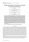 Research paper thumbnail of Enhancing Reading Comprehension through Translanguaging Strategy