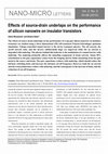 Research paper thumbnail of Effects of source-drain underlaps on the performance of silicon nanowire on insulator transistors