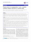 Research paper thumbnail of Plasma levels of angiopoietin-1 and-2 predict cerebral malaria outcome in Central India