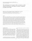 Research paper thumbnail of The moderating role of negative affect on objective verbal memory performance and subjective memory complaints in healthy older adults