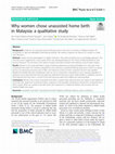 Research paper thumbnail of Why women chose unassisted home birth in Malaysia: a qualitative study