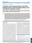 Research paper thumbnail of Screening and characterization of anti-SEB peptides using a bacterial display library and microfluidic magnetic sorting