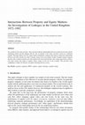 Research paper thumbnail of Interactions Between Property and Equity Markets: An Investigation of Linkages in the United Kingdom 1972-1992