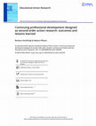 Research paper thumbnail of Continuing professional development designed as second-order action research: outcomes and lessons learned