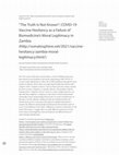 Research paper thumbnail of “The Truth Is Not Known”: COVID-19 Vaccine Hesitancy as a Failure of Biomedicine’s Moral Legitimacy in Zambia