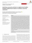 Research paper thumbnail of Identifying community priorities for neighborhood livability: Engaging neighborhood residents to facilitate community assessment