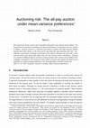 Research paper thumbnail of Auctioning Risk: The All-Pay Auction under Mean-Variance Preferences